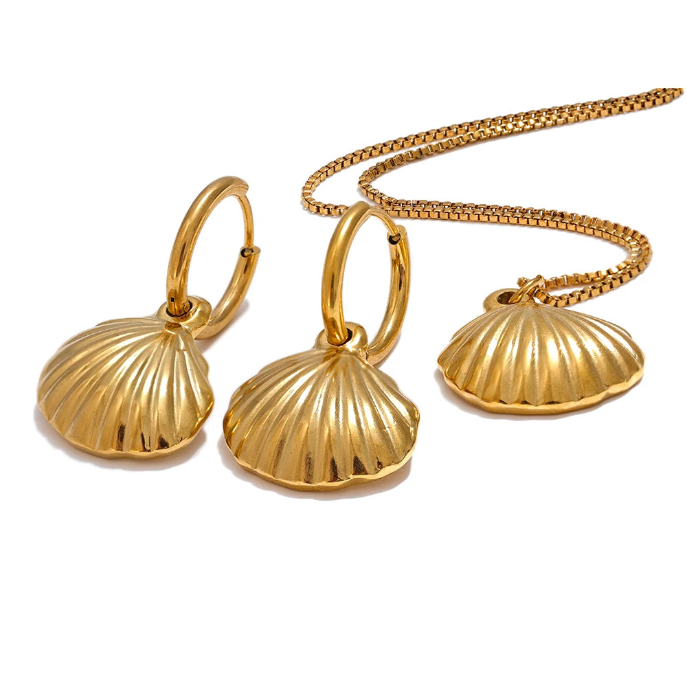 Trendy Shell Refined Jewelry Set, Set - Ecru