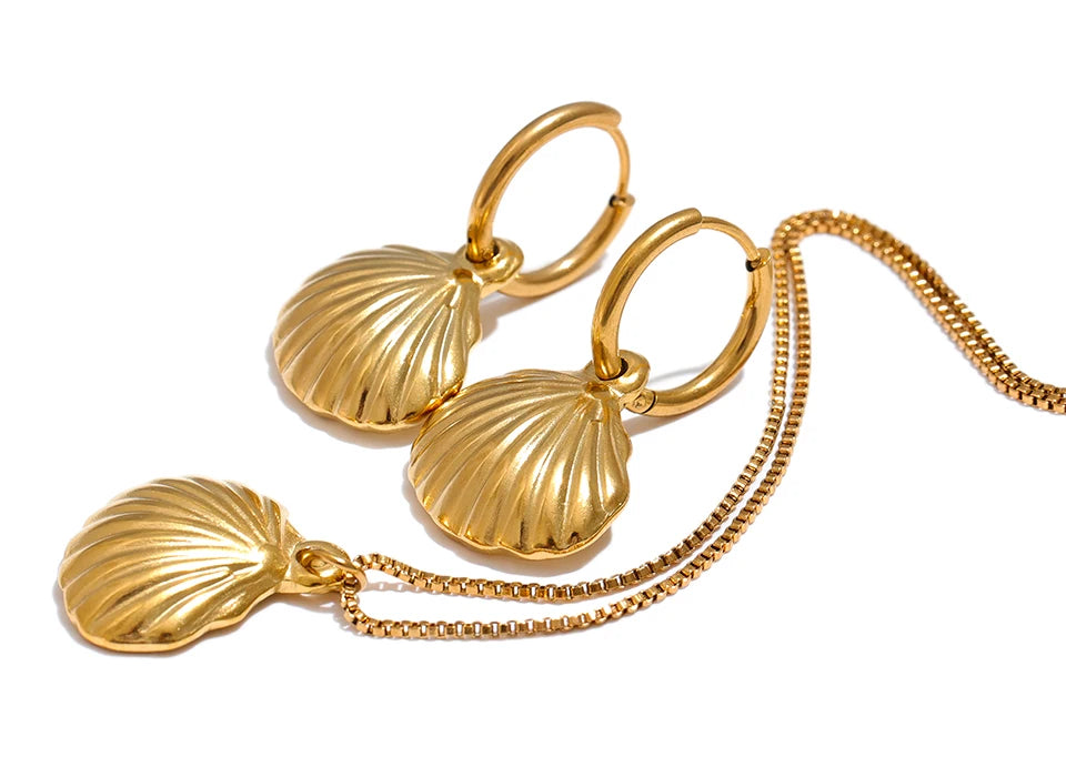 Trendy Shell Refined Jewelry Set - Ecru
