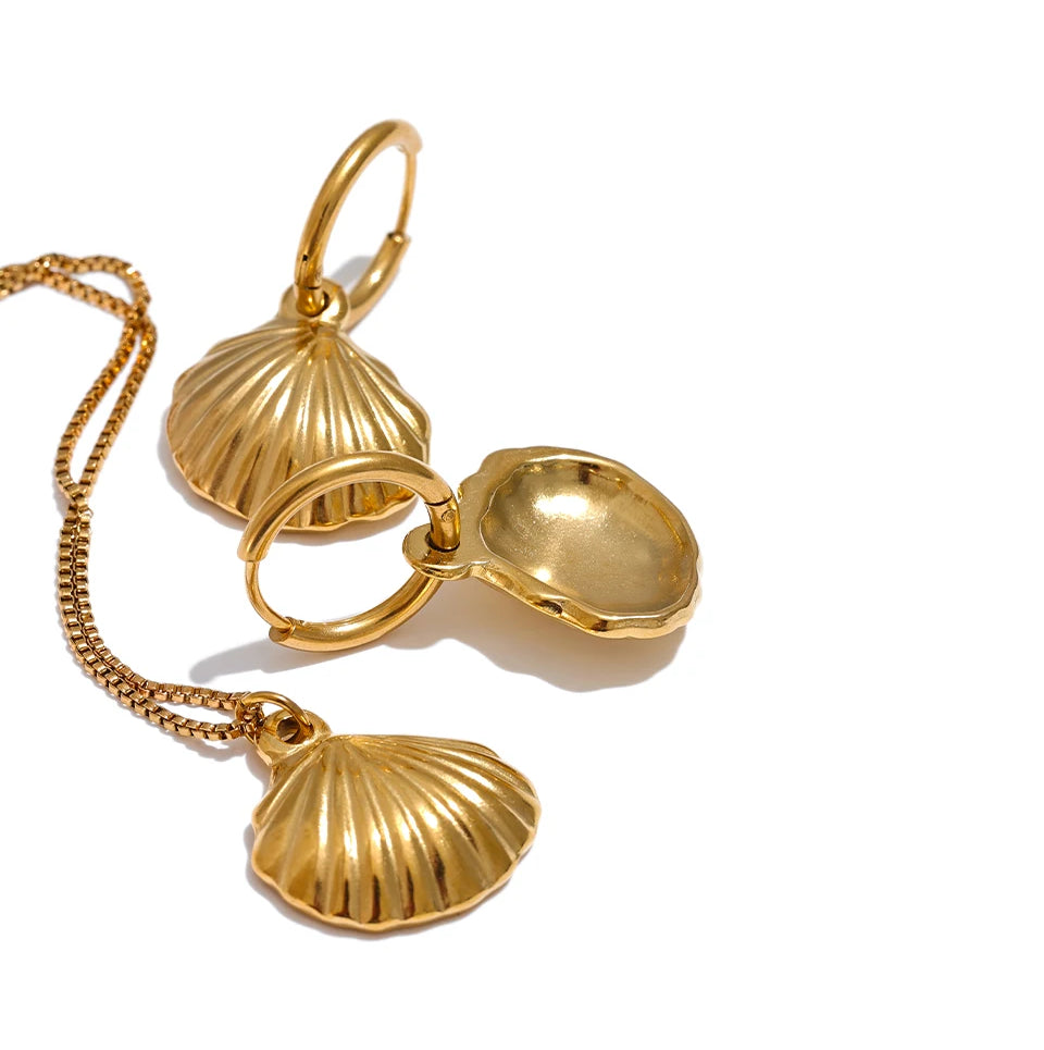 Trendy Shell Refined Jewelry Set - Ecru