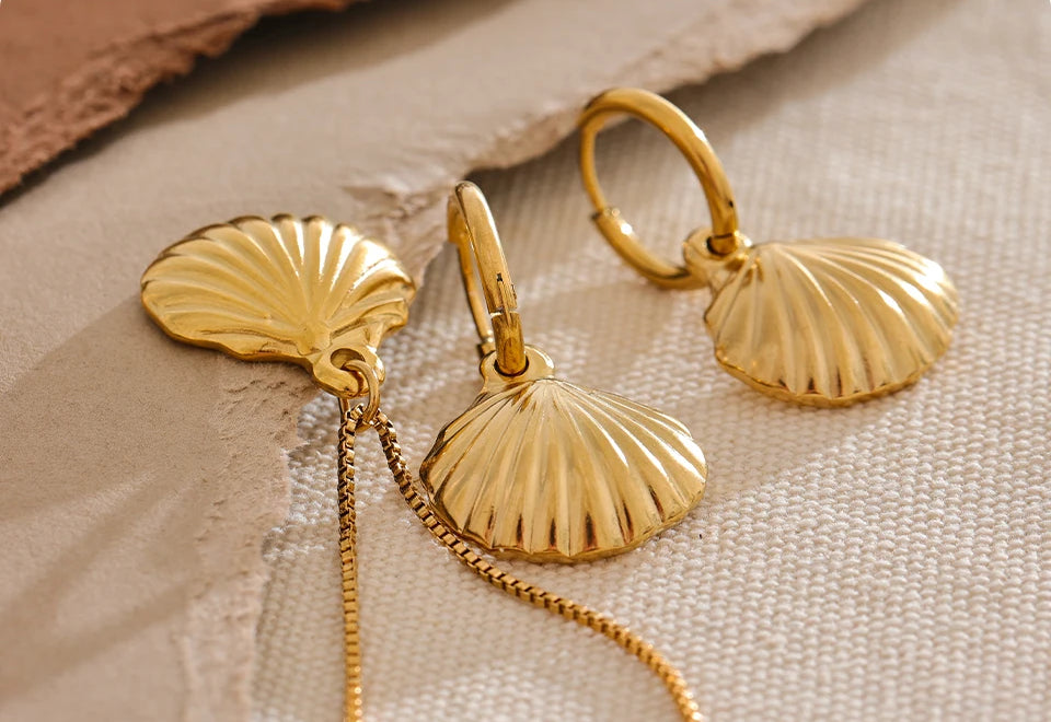 Trendy Shell Refined Jewelry Set - Ecru