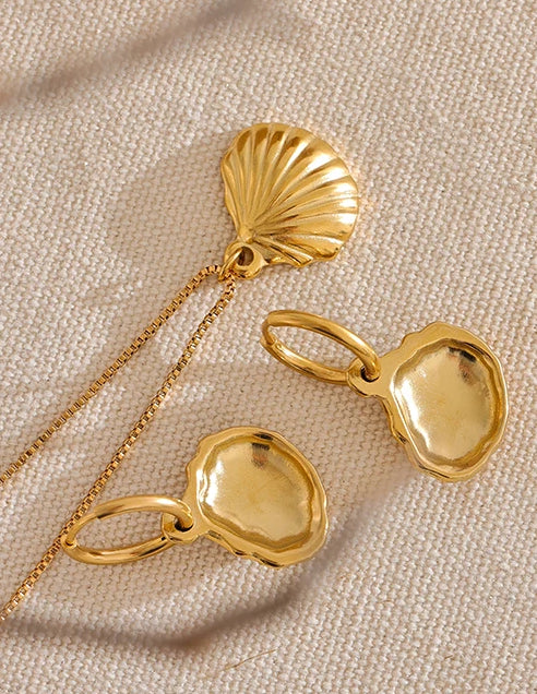 Trendy Shell Refined Jewelry Set - Ecru