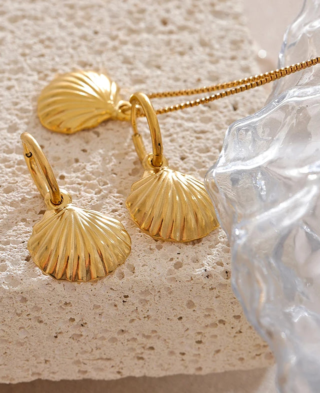 Trendy Shell Refined Jewelry Set - Ecru