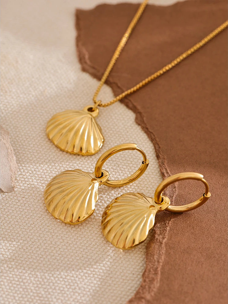 Trendy Shell Refined Jewelry Set - Ecru