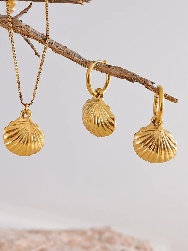 Trendy Shell Refined Jewelry Set - Ecru