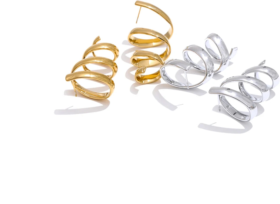 Trendy Timeless Chunky Statement Earrings - Ecru