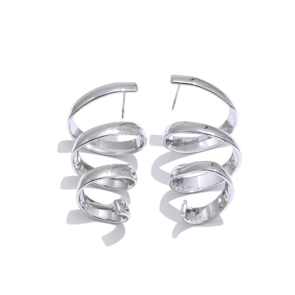 Trendy Timeless Chunky Statement Earrings - Ecru