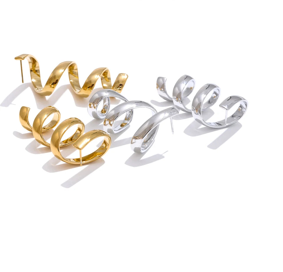 Trendy Timeless Chunky Statement Earrings - Ecru