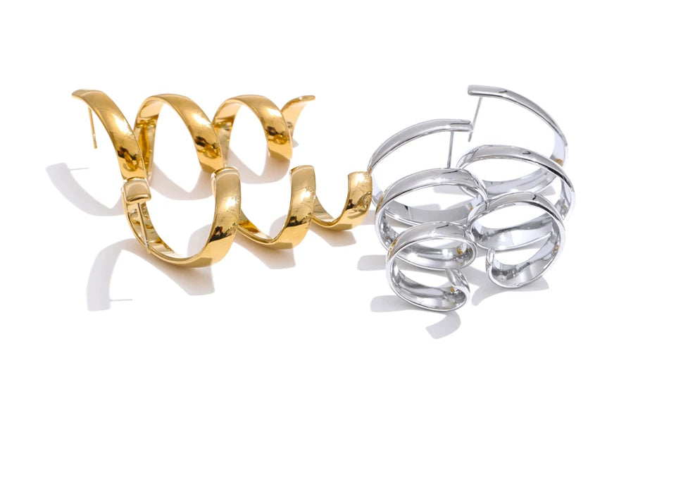 Trendy Timeless Chunky Statement Earrings - Ecru