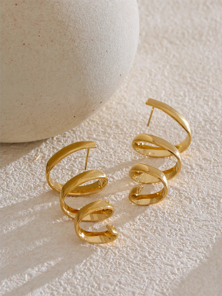 Trendy Timeless Chunky Statement Earrings - Ecru