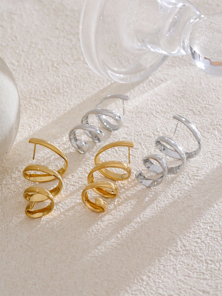 Trendy Timeless Chunky Statement Earrings - Ecru