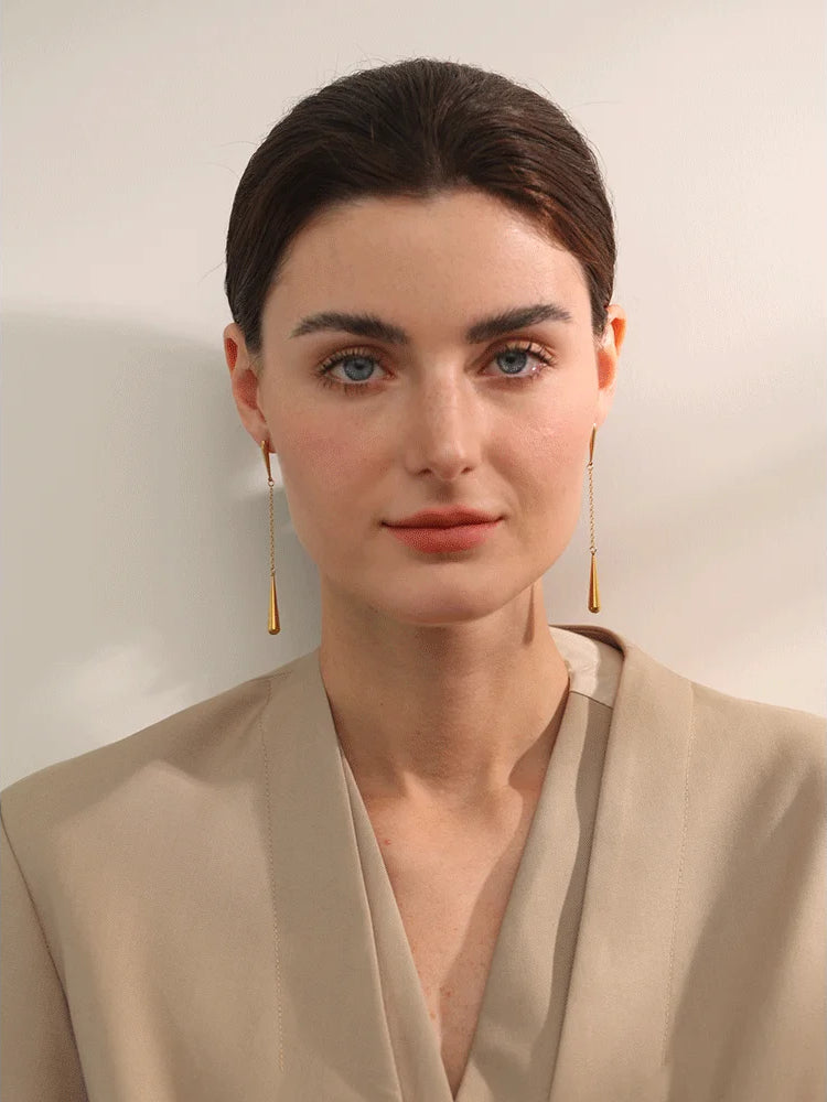 Trendy Versatile Teardrop Drop Earrings - Ecru