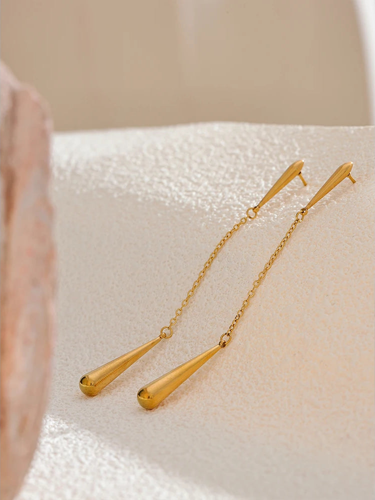 Trendy Versatile Teardrop Drop Earrings - Ecru