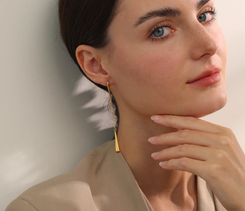 Trendy Versatile Teardrop Drop Earrings - Ecru