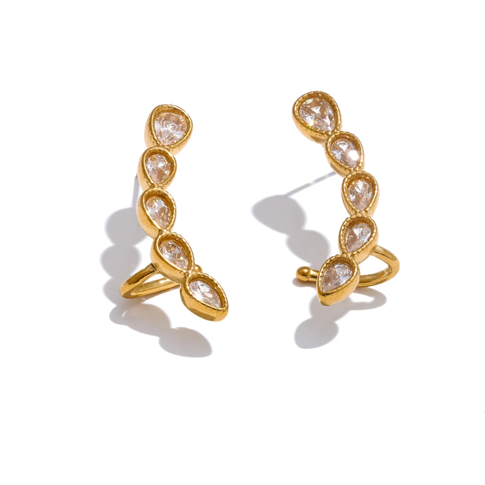 Trendy Zircon Modern Stud Earrings - Ecru