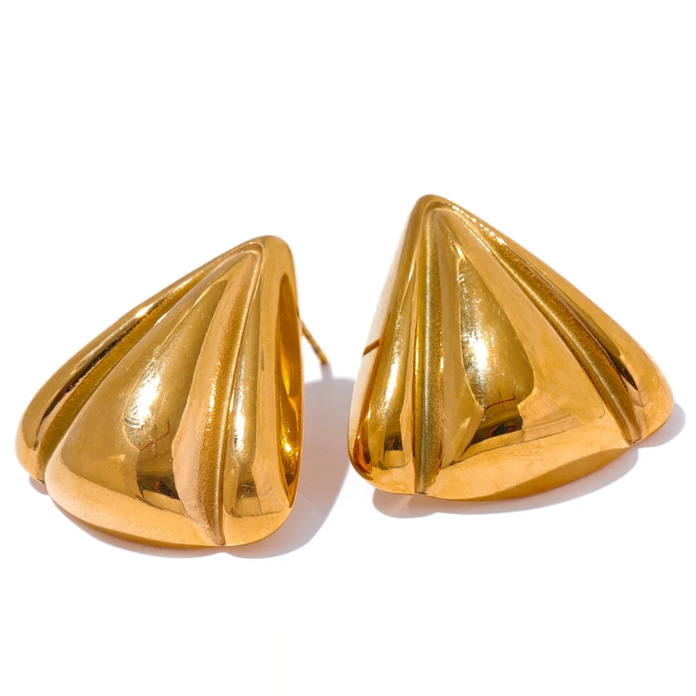 Triangle Versatile Daily Stud Earrings - Ecru