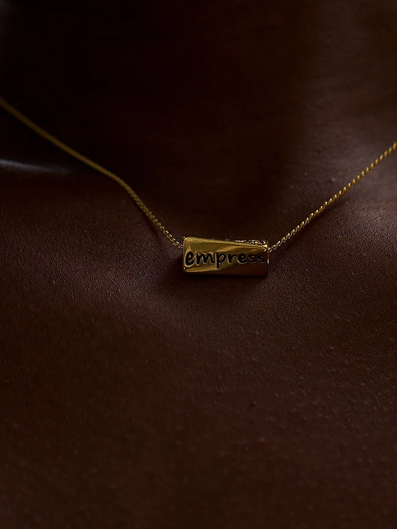 Vintage Empress Letter Pendant Necklace - Ecru