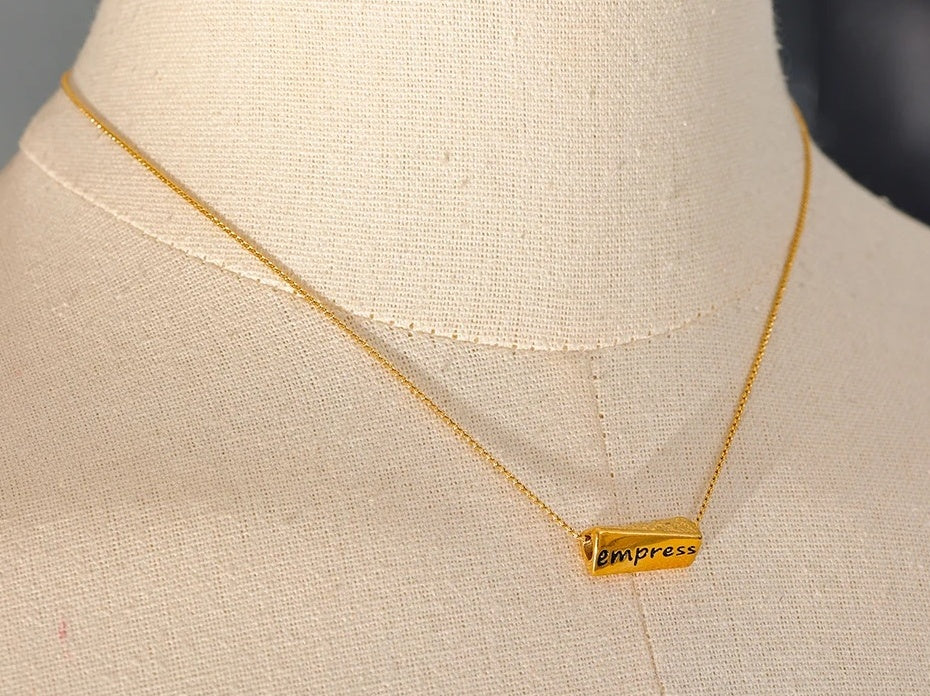 Vintage Empress Letter Pendant Necklace - Ecru
