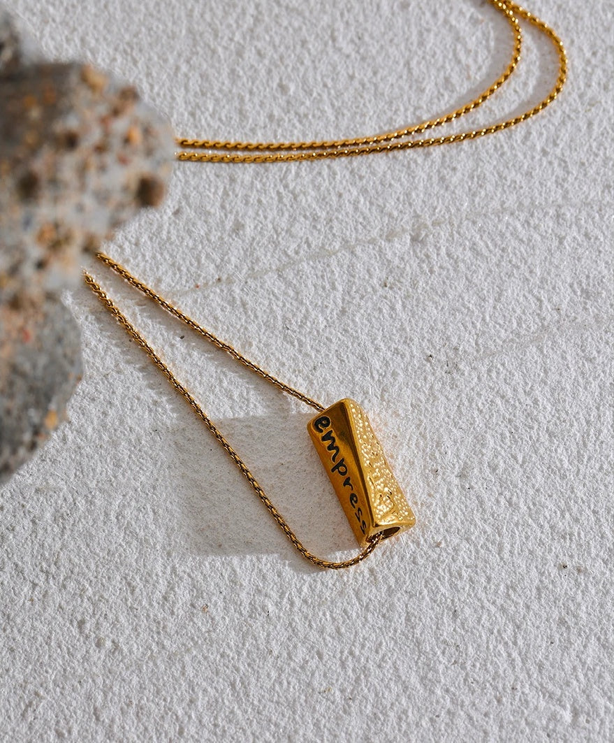 Vintage Empress Letter Pendant Necklace - Ecru