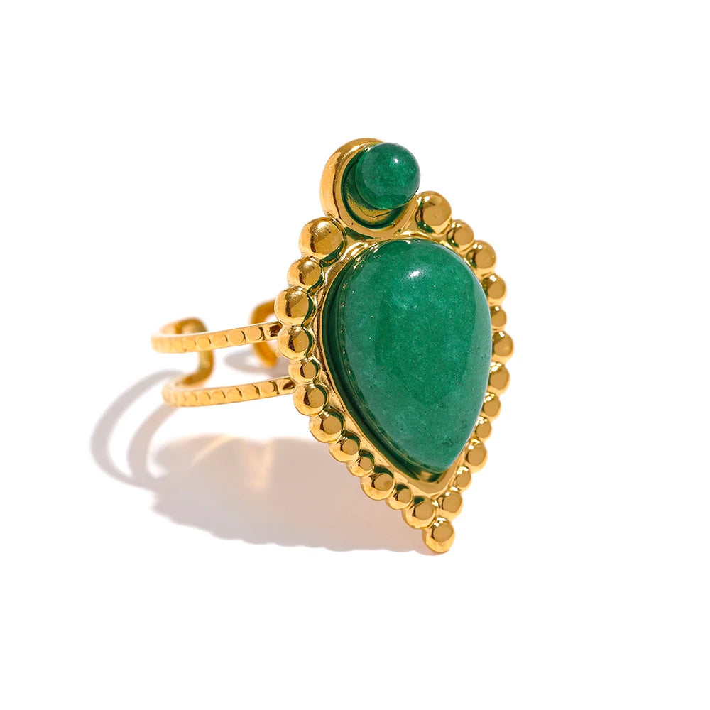 Vintage Natural Stone Agate Ring - Ecru