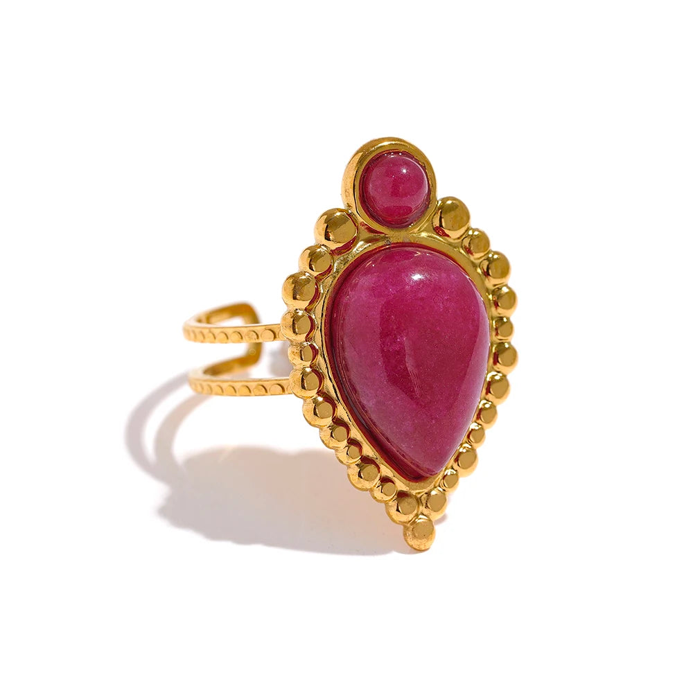Vintage Natural Stone Agate Ring - Ecru