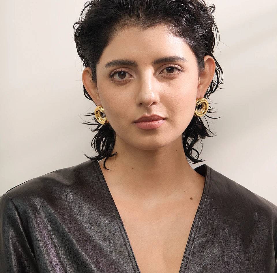 Zircon Classic Chunky Statement Earrings - Ecru