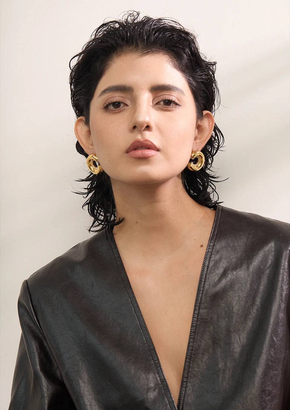 Zircon Classic Chunky Statement Earrings - Ecru