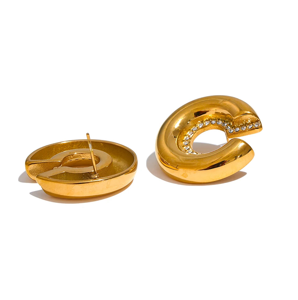 Zircon Classic Chunky Statement Earrings - Ecru