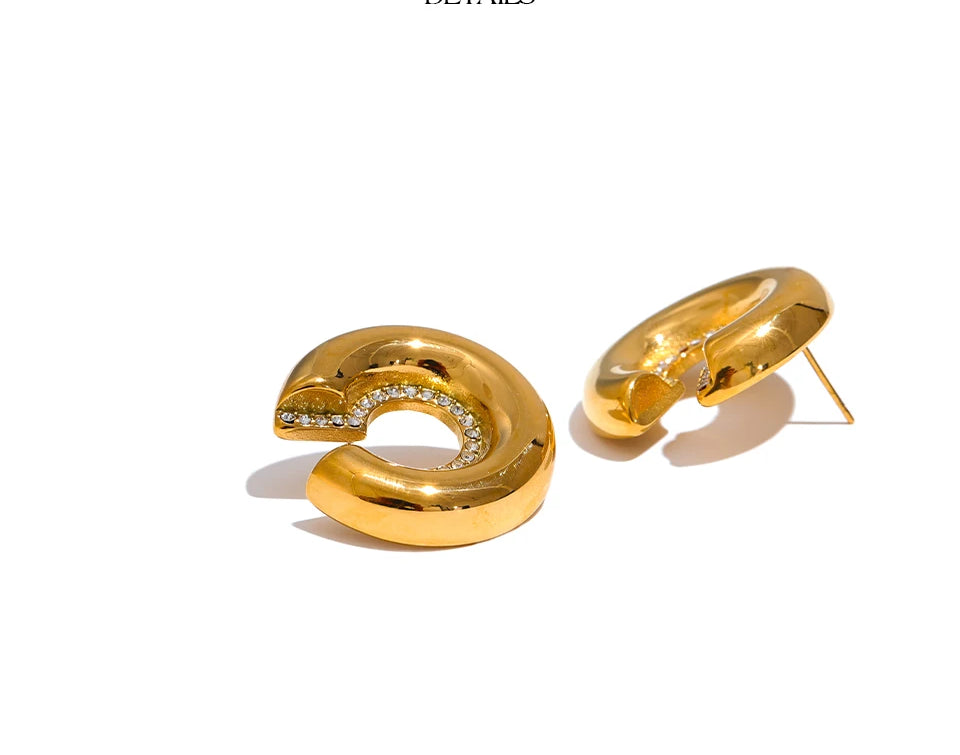 Zircon Classic Chunky Statement Earrings - Ecru