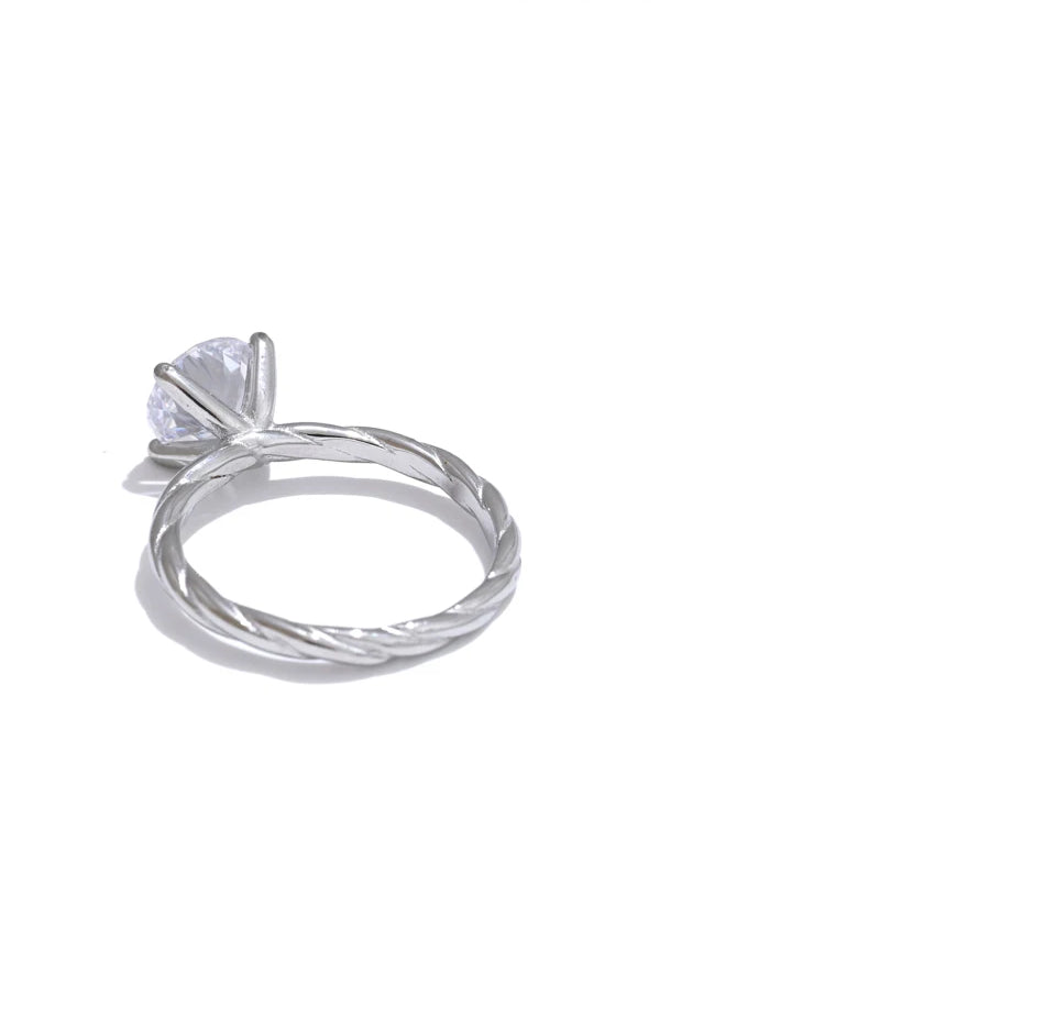 Zircon Modern Minimalist Solitaire Ring - Ecru