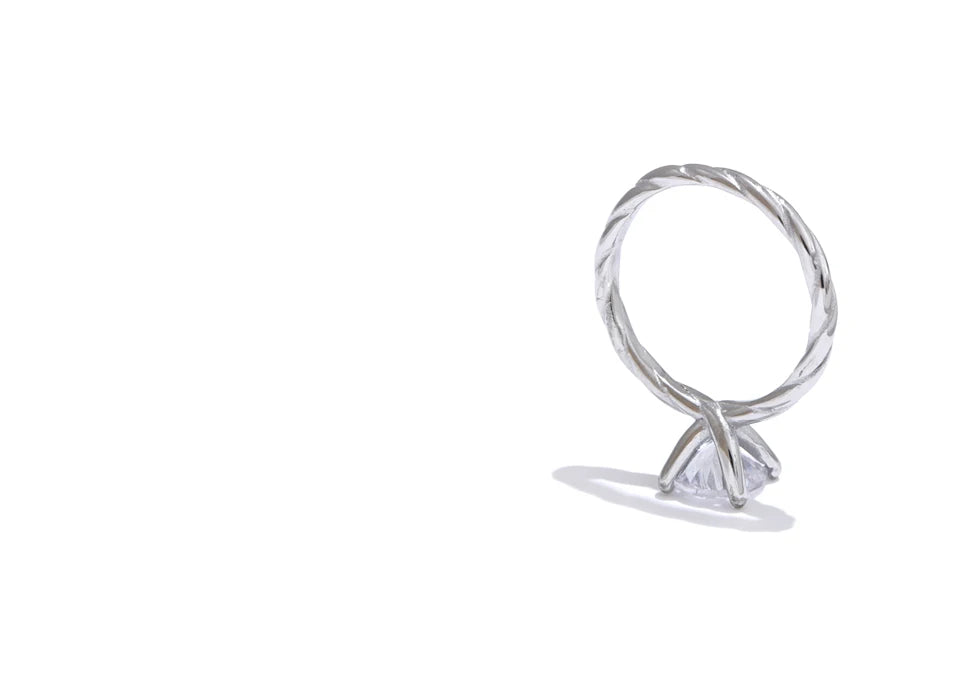 Zircon Modern Minimalist Solitaire Ring - Ecru