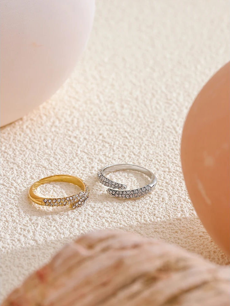 Zircon Unique Modern Statement Ring - Ecru