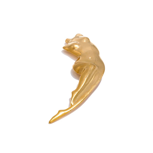 Abstract Shiny Modern Statement Brooch - Ecru