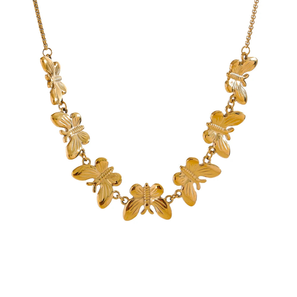 Butterfly Geometric Statement Choker Necklace - Ecru