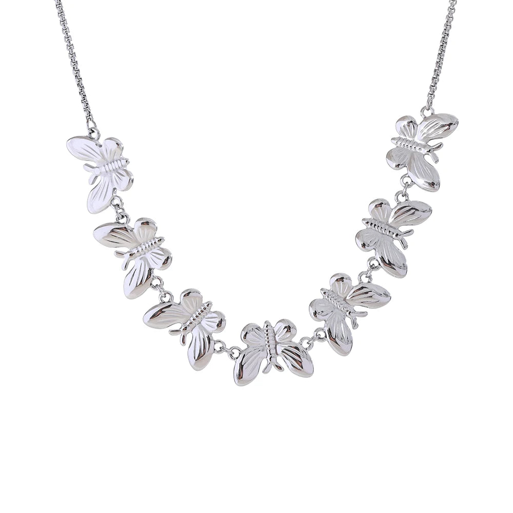 Butterfly Geometric Statement Choker Necklace - Ecru