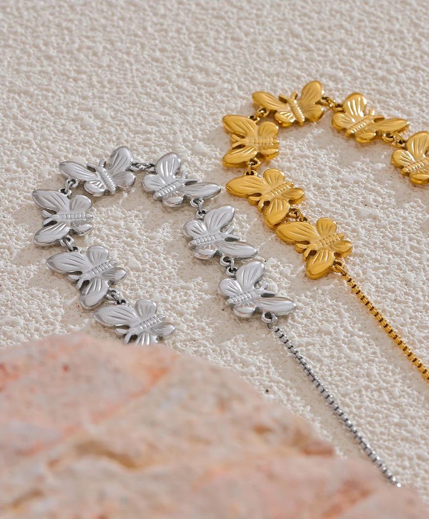 Butterfly Geometric Statement Choker Necklace - Ecru