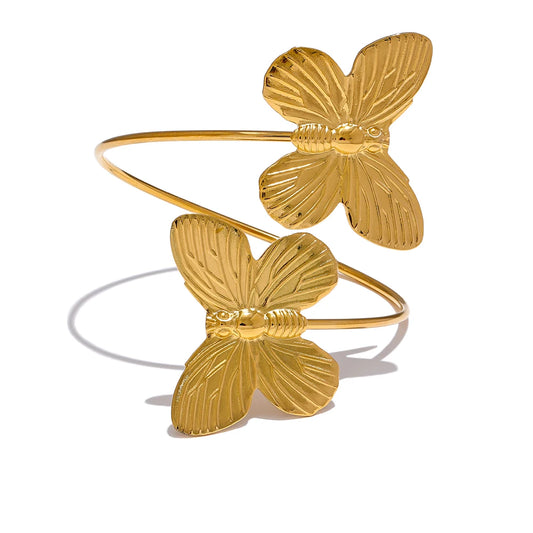 Butterfly Refined Statement Cuff Bracelet - Ecru