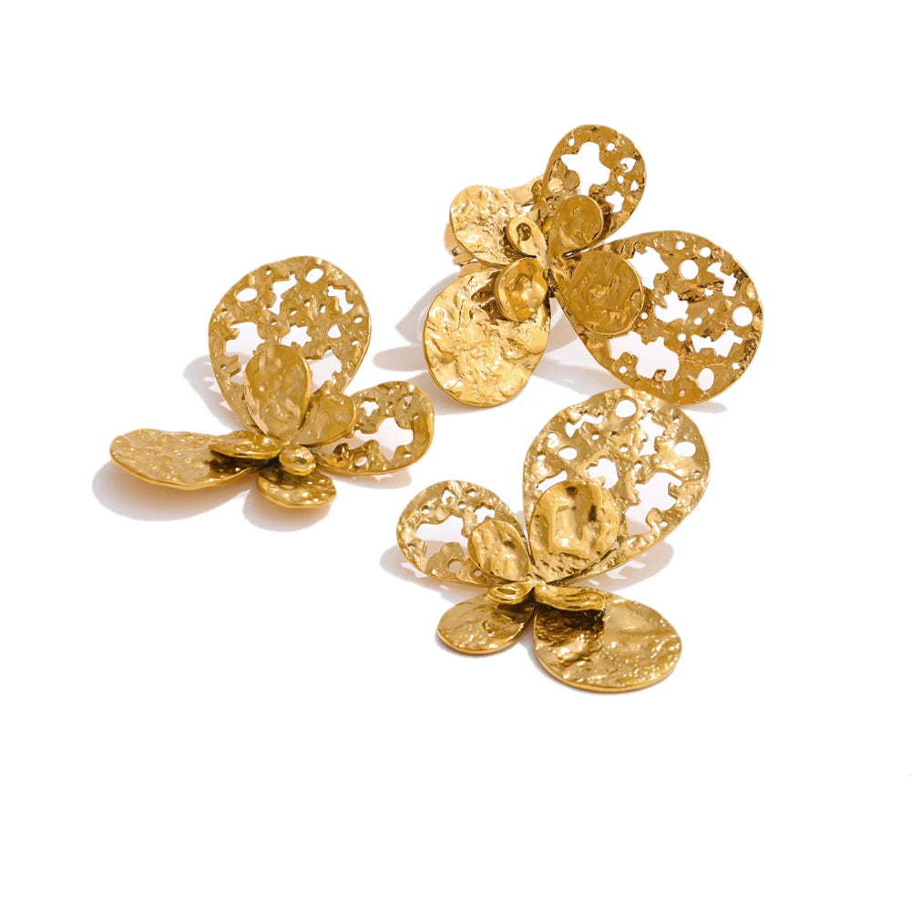 Butterfly Textured Statement Jewelry Set - Ecru