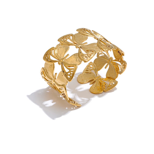 Butterfly Textured Versatile Cuff Bracelet - Ecru