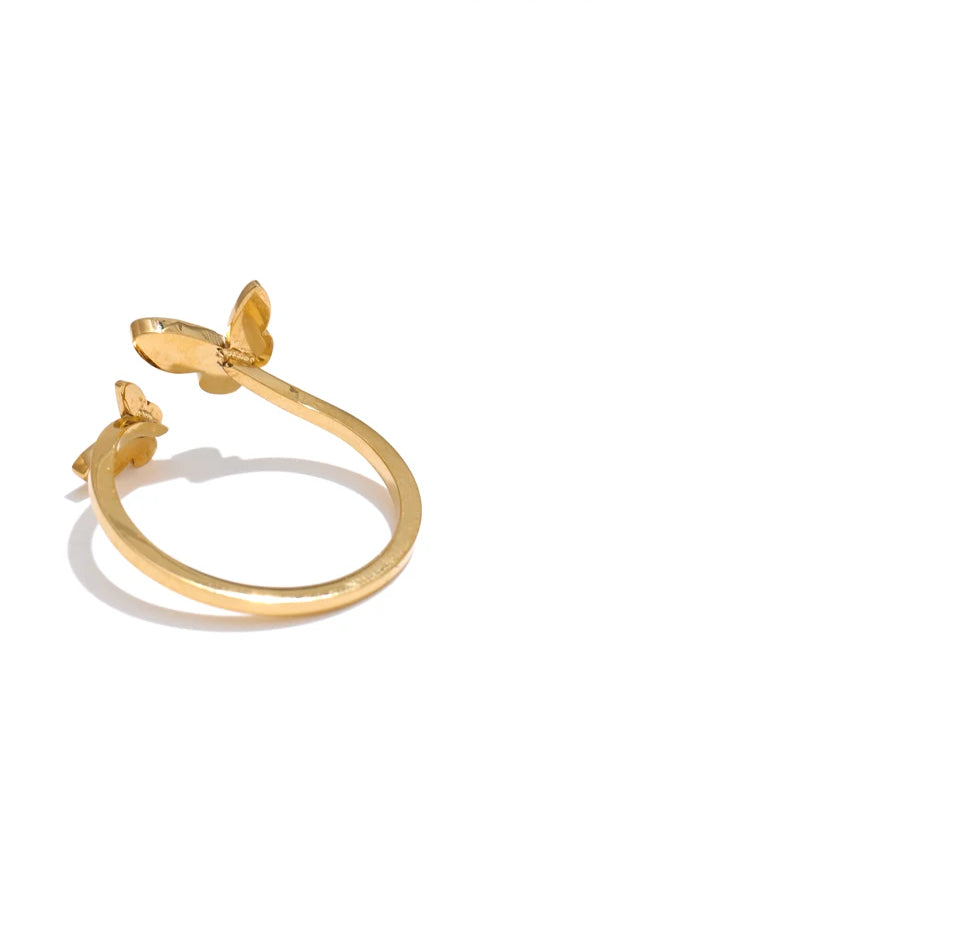 Butterfly Zircon Adjustable Statement Ring - Ecru
