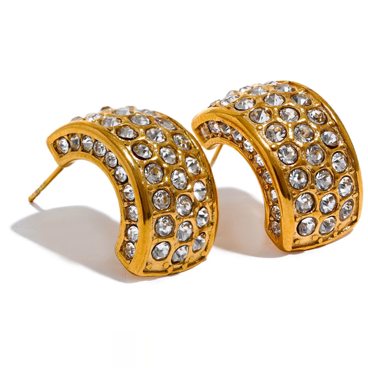 C Shape Geometric Fashion Earrings - Ecru