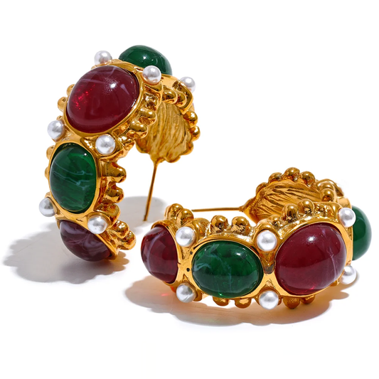 C-Shaped French Charm Earrings - Ecru
