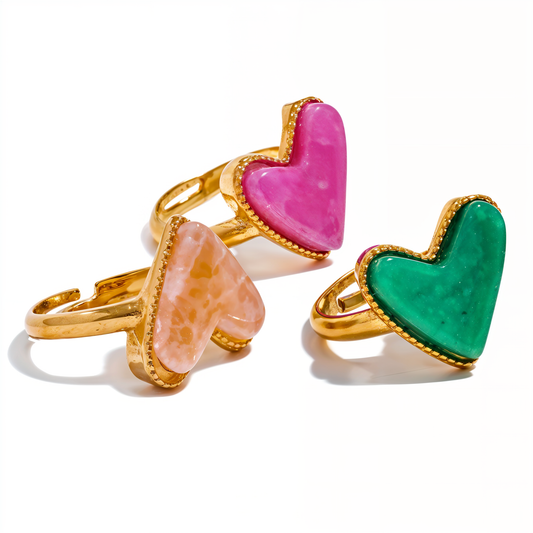 Candy Sweet Y2K Heart Ring - Ecru