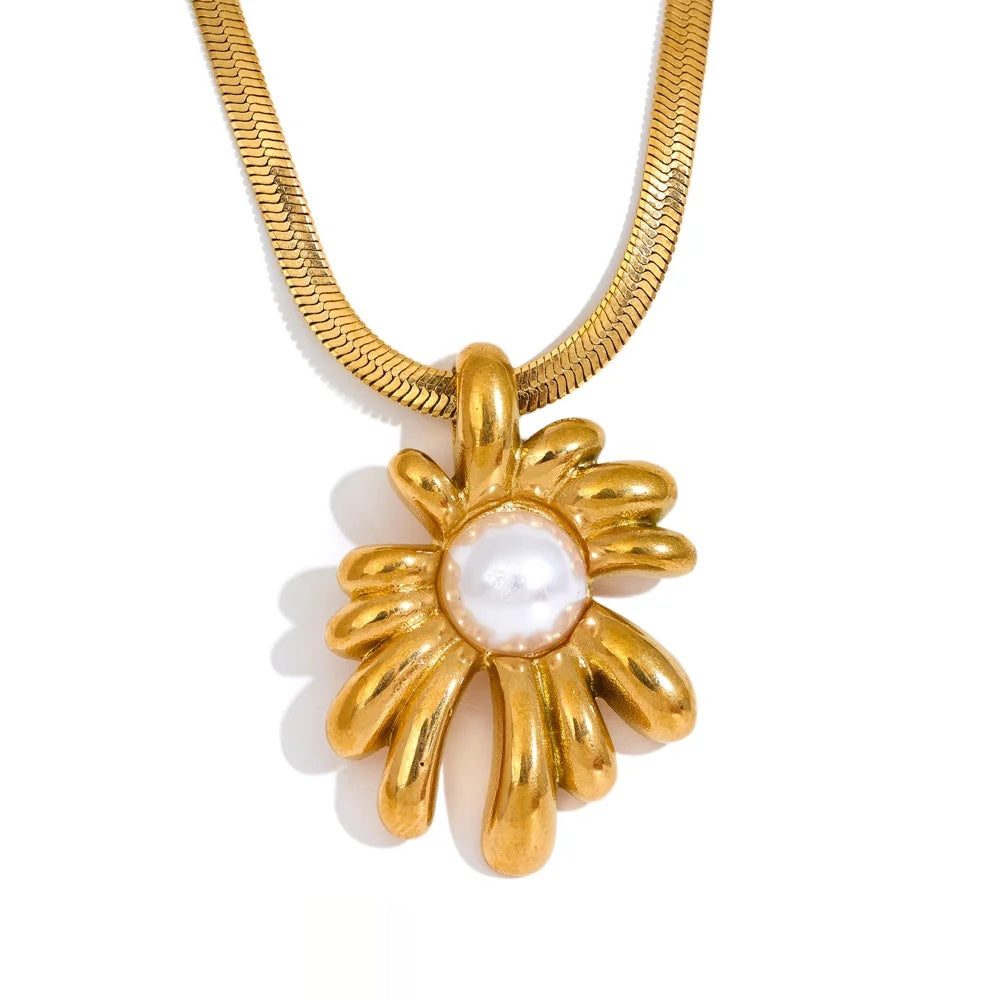 Cast PVD Plated Snake Necklace - Ecru