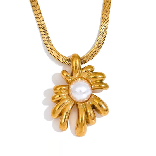 Cast PVD Plated Snake Necklace - Ecru