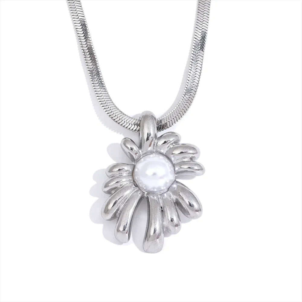 Cast PVD Plated Snake Necklace - Ecru