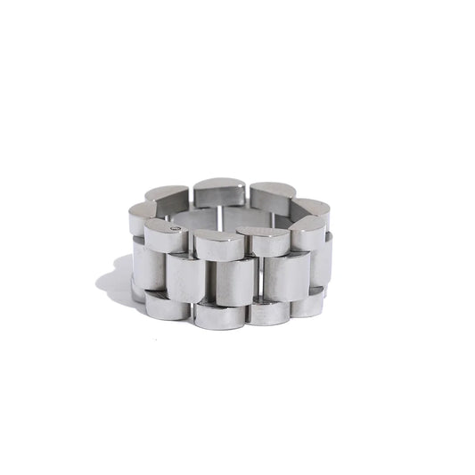 Chain Finger Personalized Texture Ring - Ecru