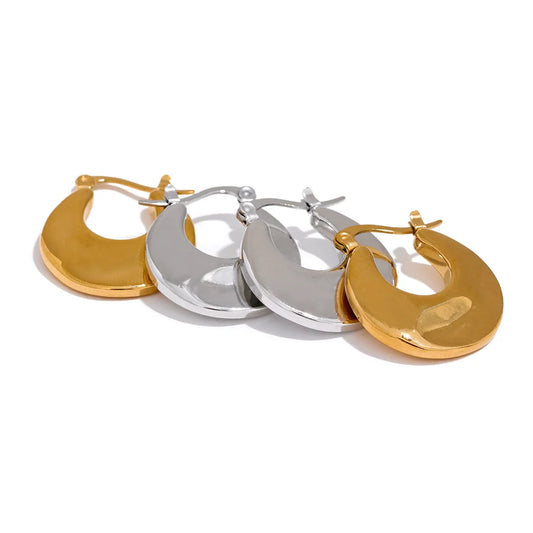 Chic Chunky Statement Hoop Earrings - Ecru