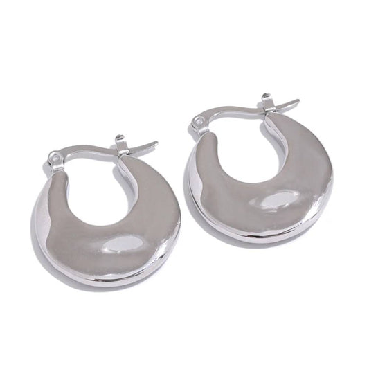 Chic Chunky Statement Hoop Earrings - Ecru