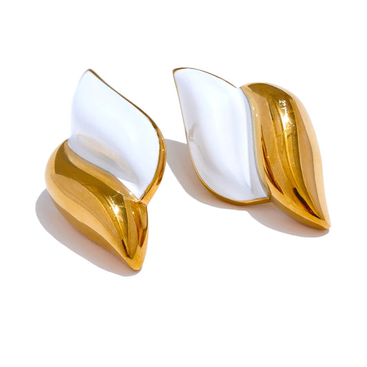 Chic Modern Unique Stud Earrings - Ecru