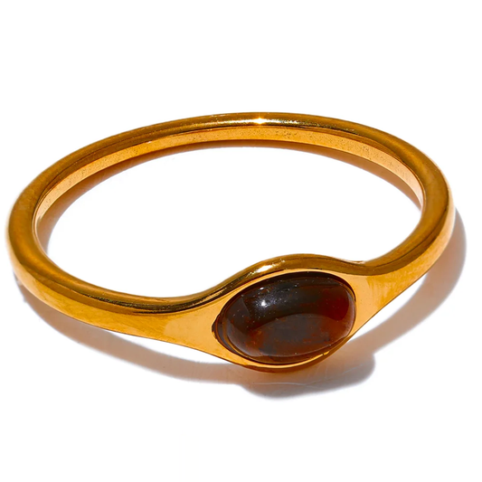 Chic Natural Stone Minimalist Ring - Ecru